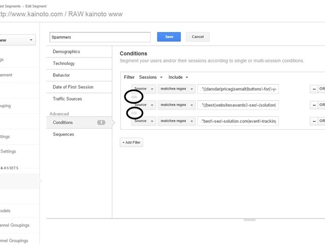 Create a spammers segment in analytics